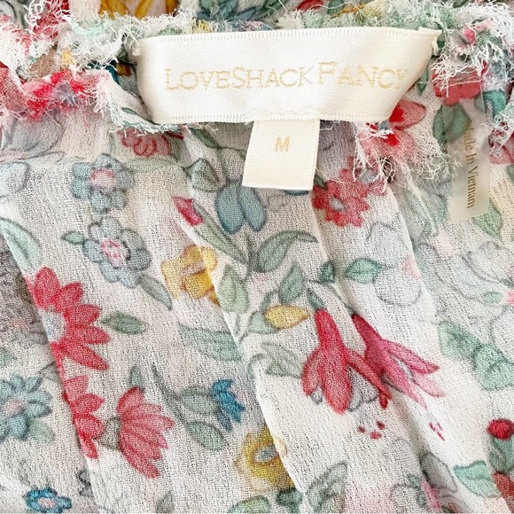 LOVESHACKFANCY Ibiza Blue Popover Dress Floral Mini Medium - Picture 9 of 10